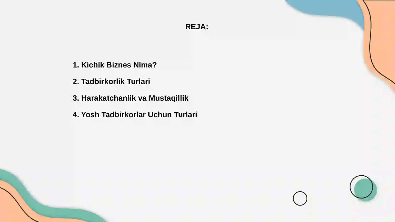 Kichik biznes va tadbirkorlikning turlari 2