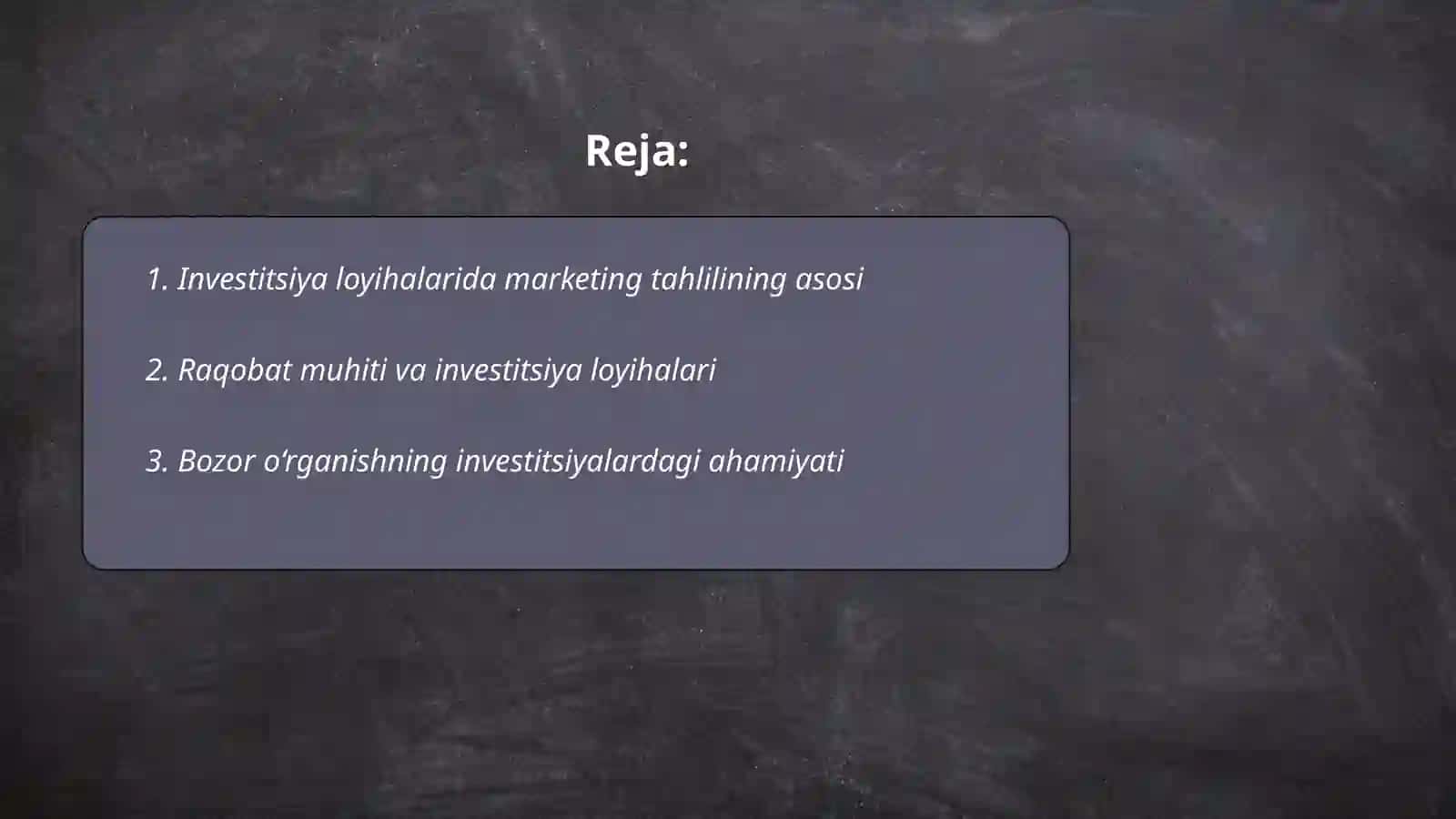 Investitsiya loyihalarida marketing tahliliningo’rni va ahamiyati 2
