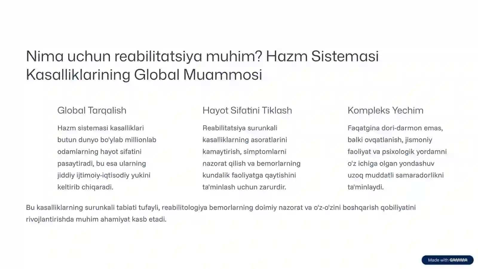 Hazm Sistemasi Kasalliklarida Reabilitologiya: Kompleks Yondashuv 2