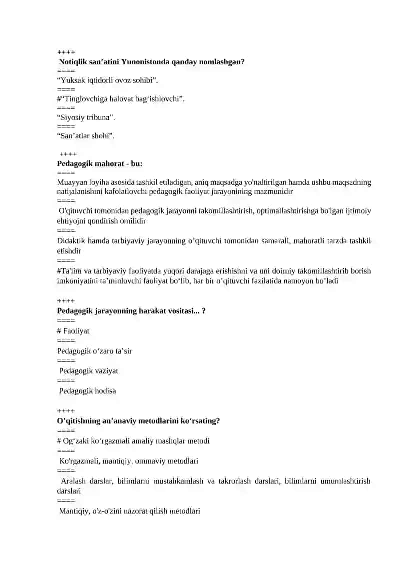 pedagogik mahorat FaniDAN TEST 2