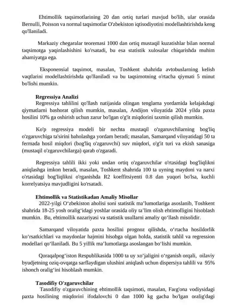 Ehtimollik va statika fanning predmeti va vazifalari 2