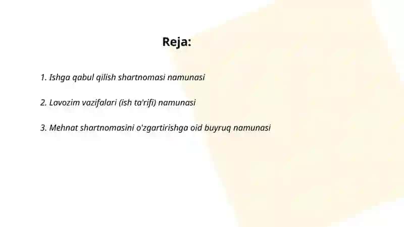 Ishga qabul qilish shartnomasi namunasi 2