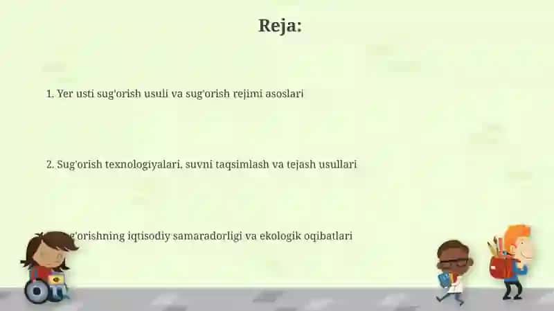 Yerustidan sug'orish usullari va sug'orish rejimi 2