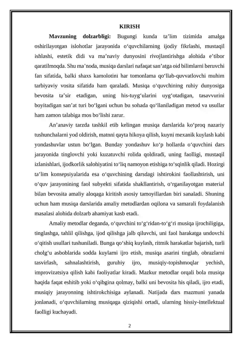 Musiqa darslarida amaliy metodlardan foydalanish usullari 2