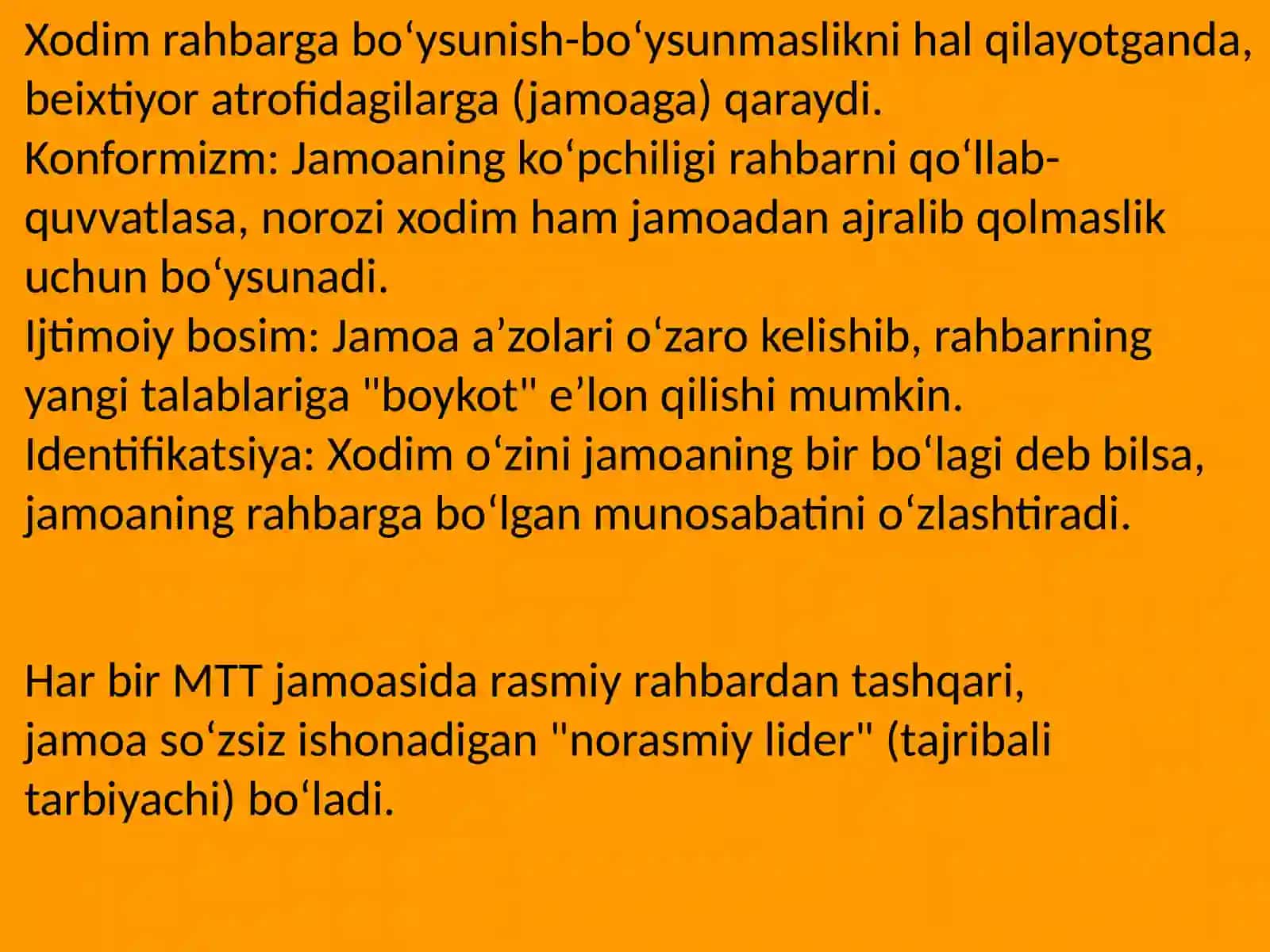Rahbarga bòysunishda jamoa ta'siri 2