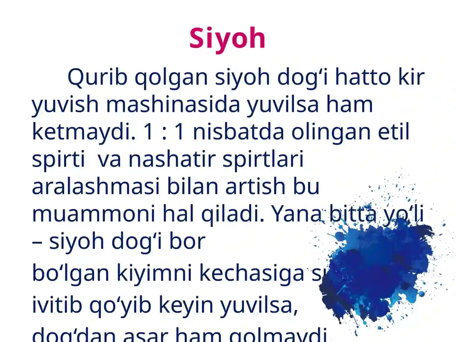 Kiyimlardagi turli dog‘larni yo‘qotish yo‘llari 2