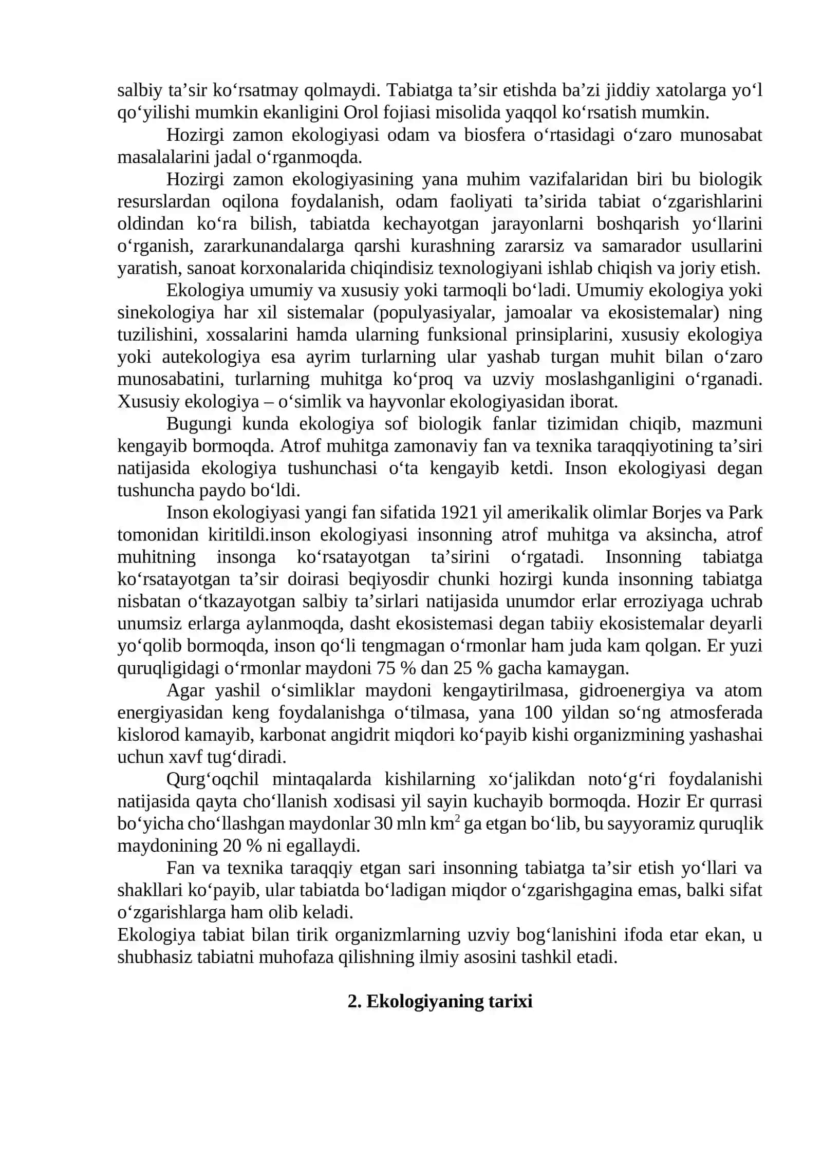 Ekologiya Fanini Predmeti va Vazifalari 2