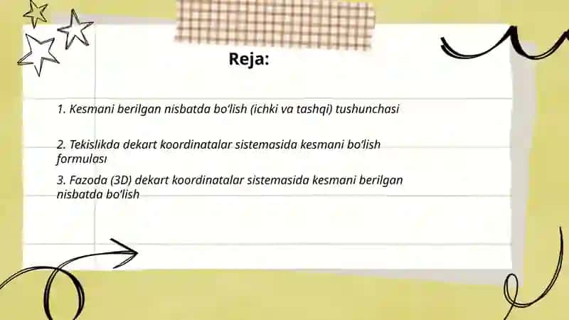 Kesmani berilgan nisbatda boʻlish (ichki va tashqi) tushunchasi 2