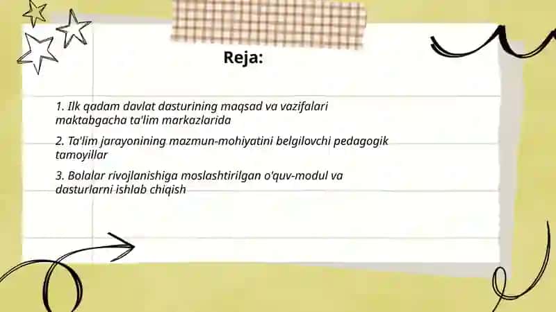 Ilk qadam davlat dasturi asosida Maktabgacha ta'lim tashkilotlari faoliyat markazlarida ta'lim jarayonlarini tashkil qilishning mazmun mohiyati 2