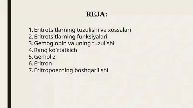Eritrotsitlar. Gemoglobin va uning turlari 2