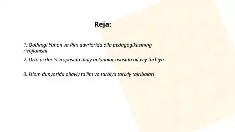 Chet ellarda oila pedagogikasining rivojlanish tarixi 2