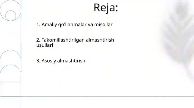 oʻrin almashtirish va oʻrinlashtirishlar 2