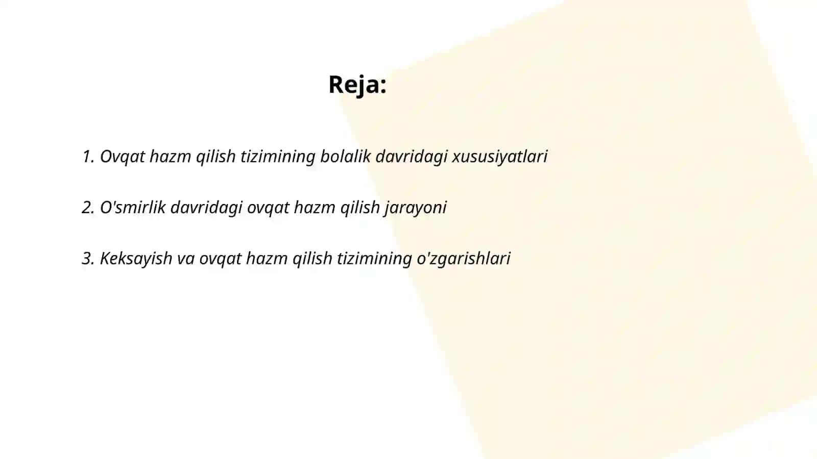 Ovqat hazm qilish tizimining yosh xususiyatlari va ovqatlanish gigiyenasi 2