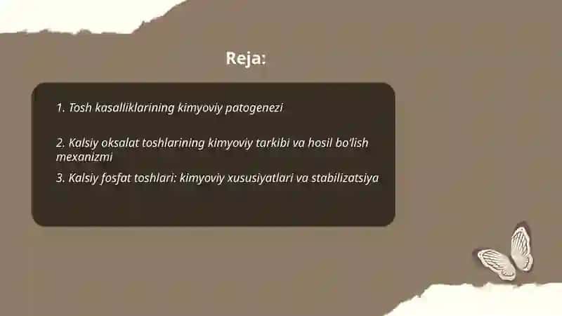 Tosh kasalliklarining kimyoviy asoslari 2