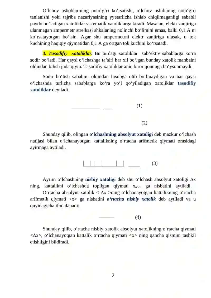 ISH FIZIK KATTALIKLARNI O‘LCHASH 2