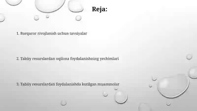 Tabiiy resurslardan foydalanishda kutiladigan muammolar va ularning yechimlari 2