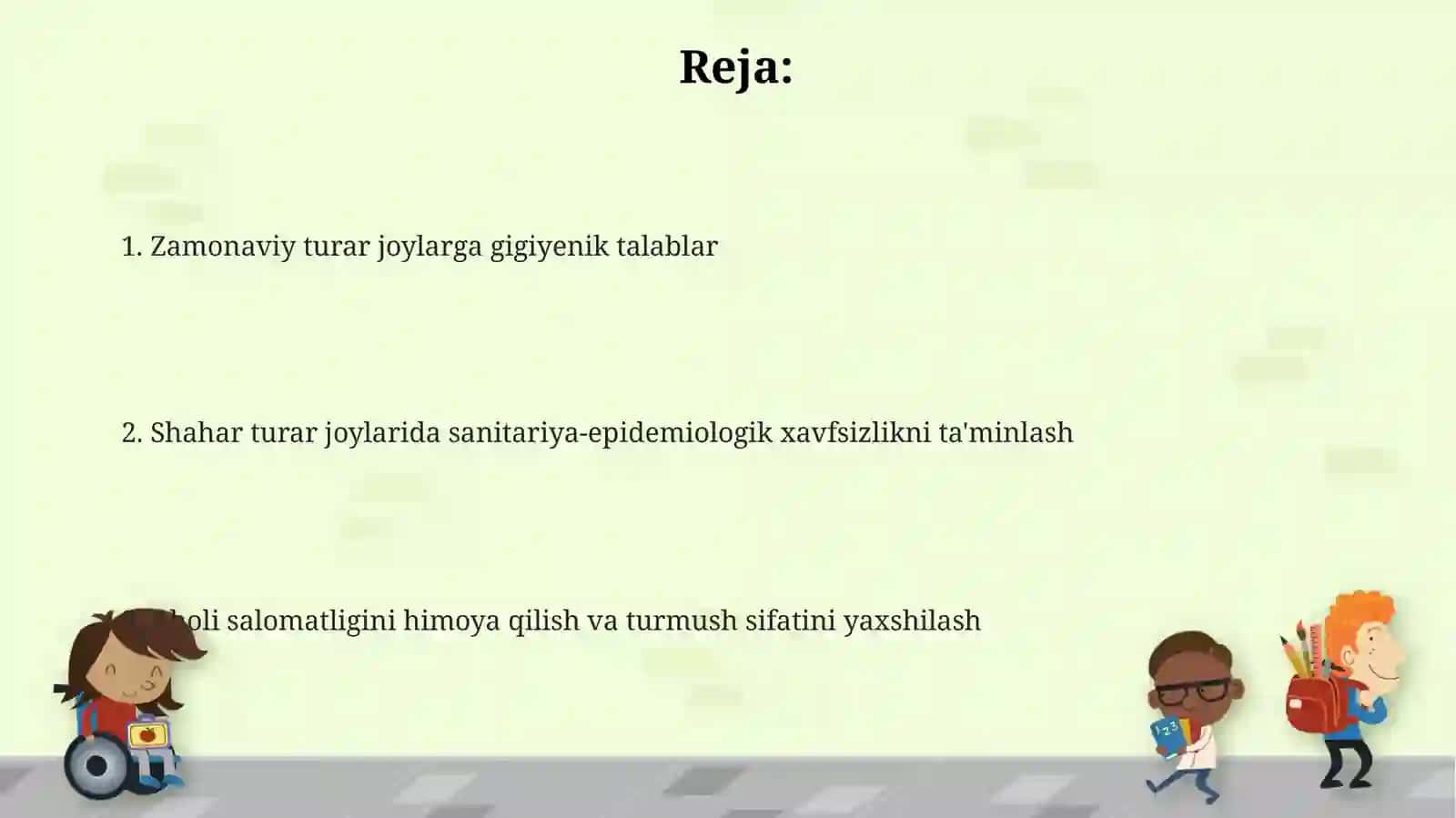 Zamonaviy turar-joylar va shaharlardagi yashash mavzelariga bo‘lgan gigiyenik talablar 2