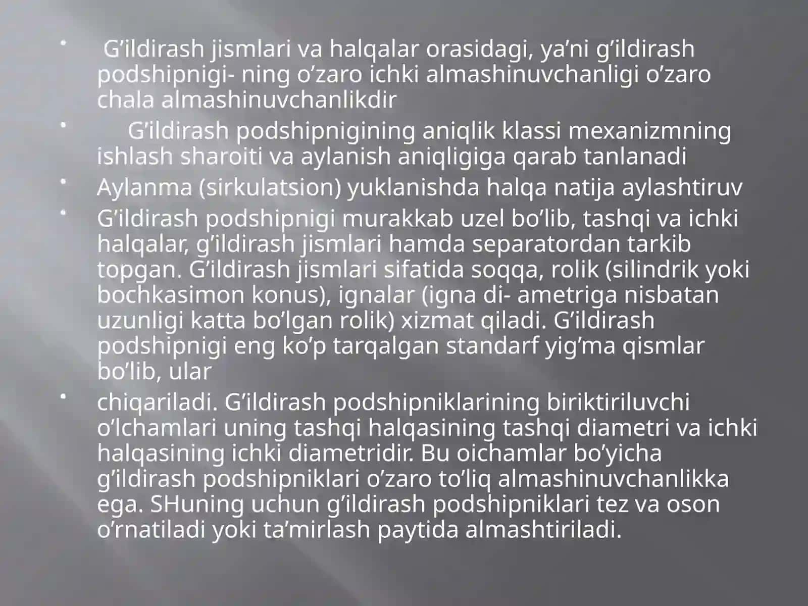 Radial tebranish podshipniklarining joizligi va o’tkazishlari 2