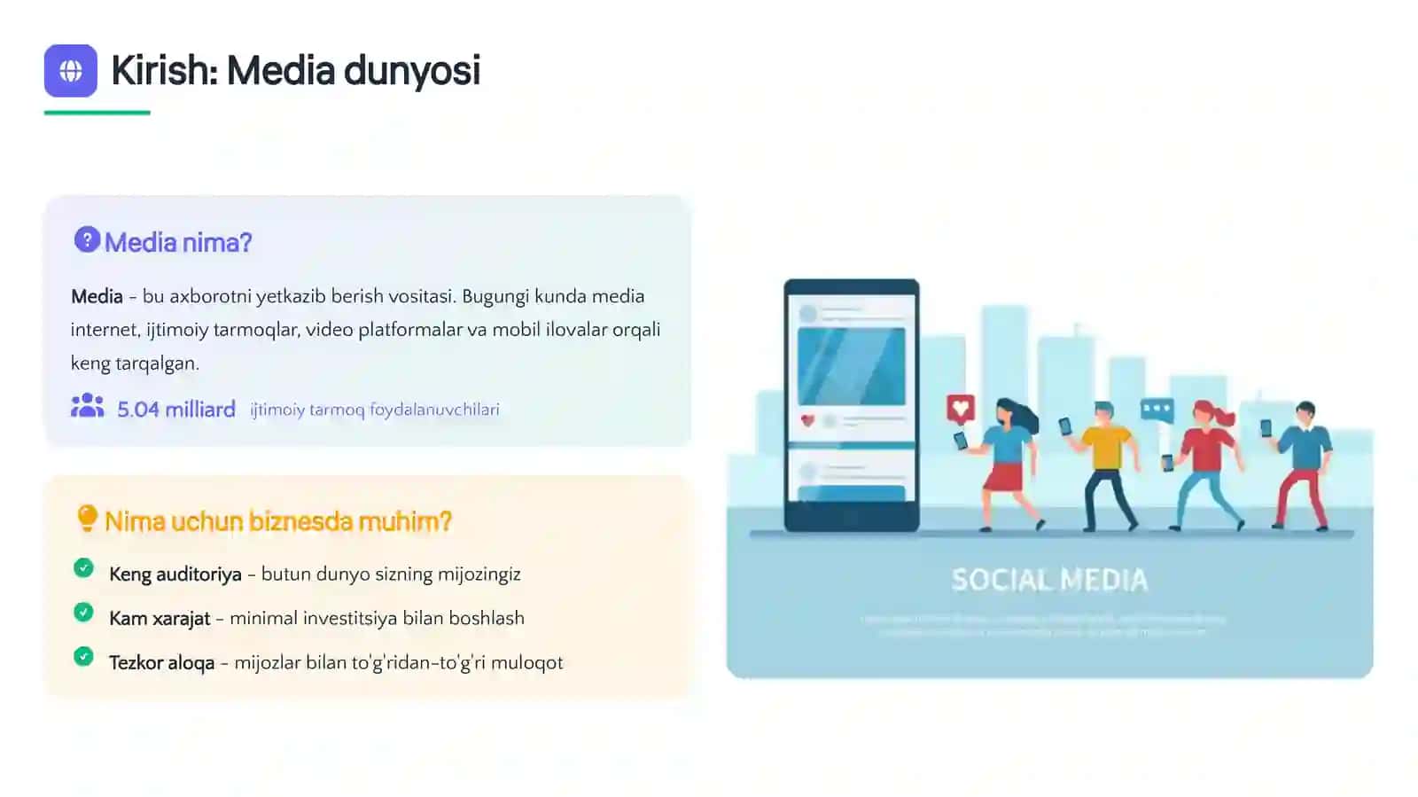 Media yordamida shaxsiy biznes va tijorat ishlarini amalga oshirish 2