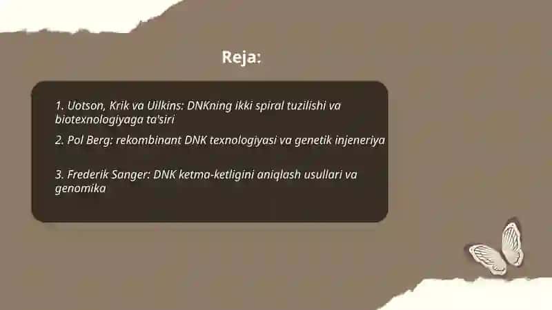 Nobel mukofoti sovrindorlari va ularning biotexnologiyaga qo'shgan hissasi 2