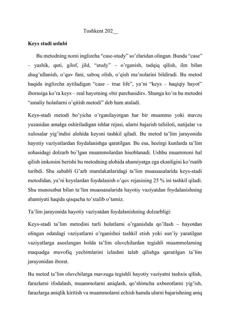 Keys Stadi uslubi referat 2
