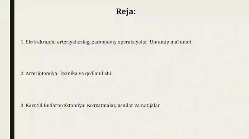 Ekstrakranial arteriyalardagi zamonaviy operatsiyalar: Umumiy ma'lumot 2