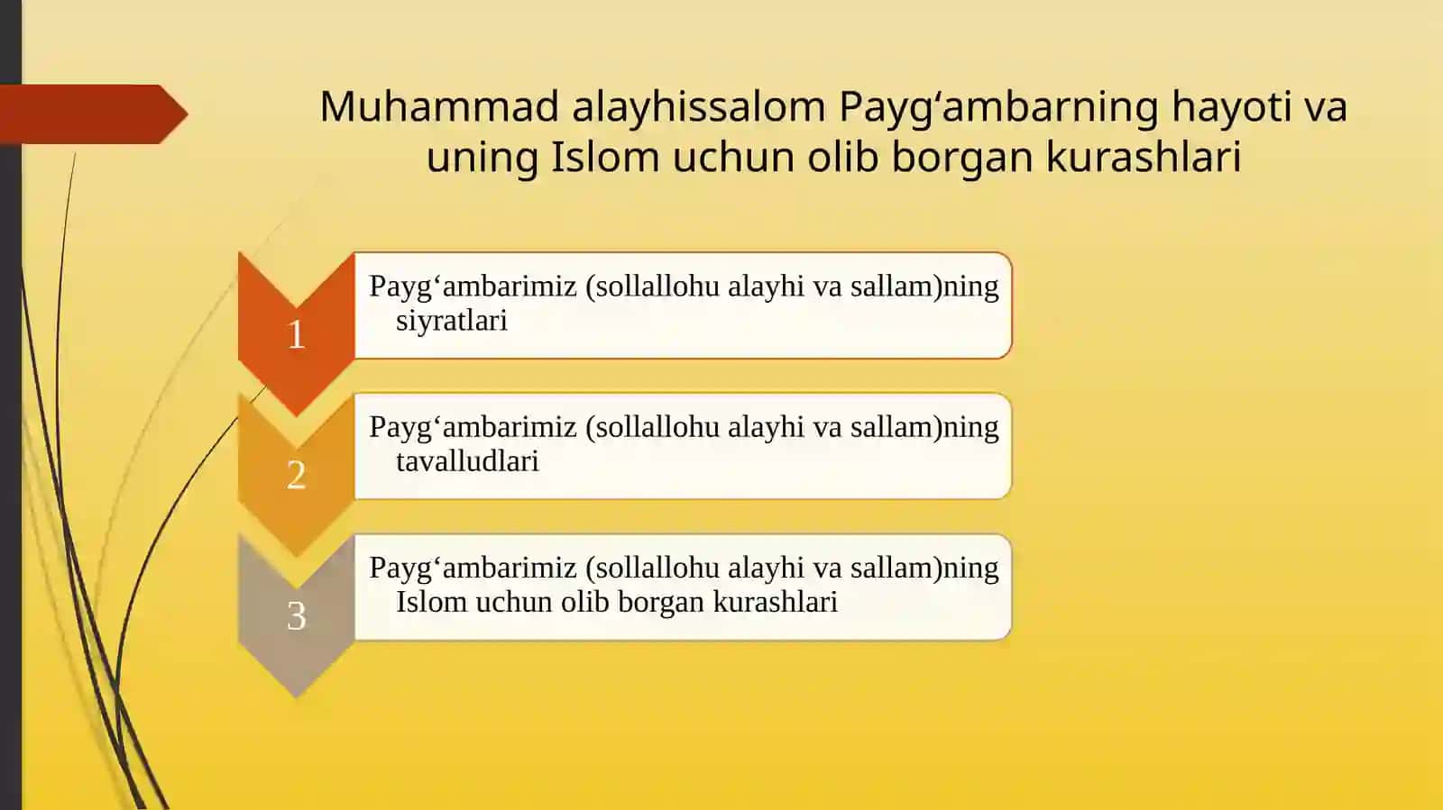 Muhammad alayhissalom Paygʻambarning hayoti va uning Islom uchun olib borgan kurashlari 2