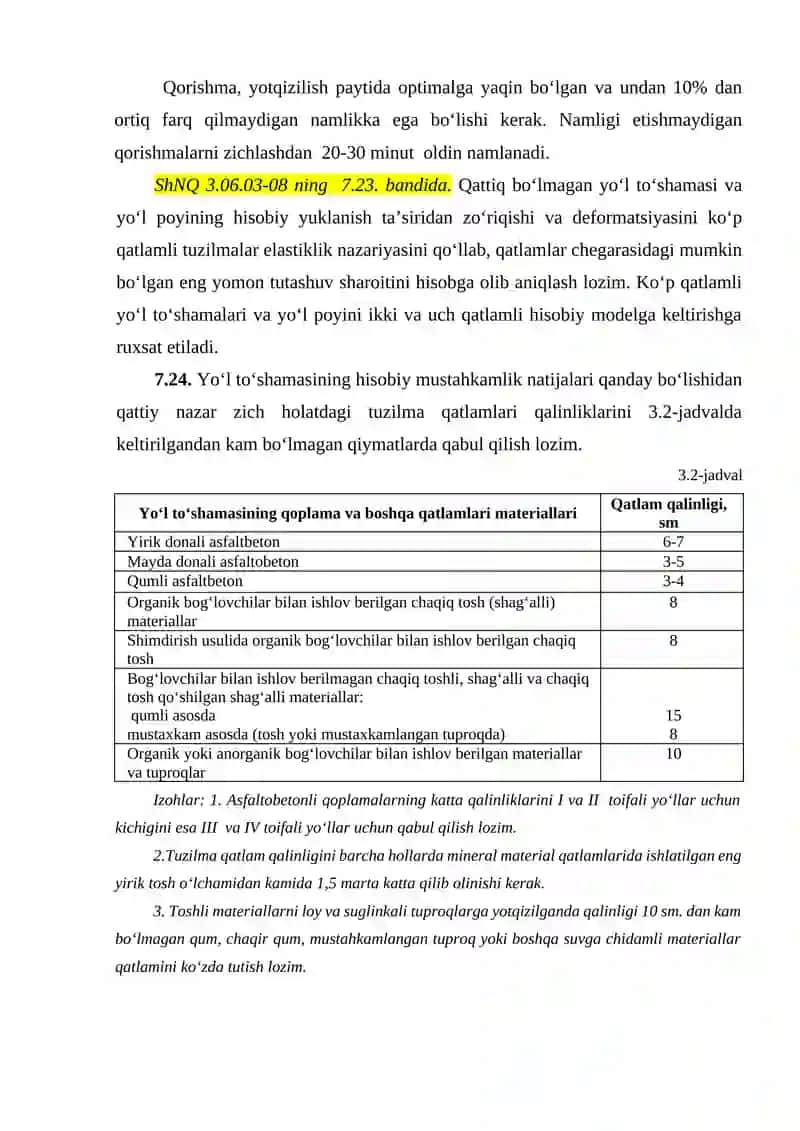 Yo‘l to‘shamasi konstruksiyasi ko‘ndalang kesimini asoslash 2