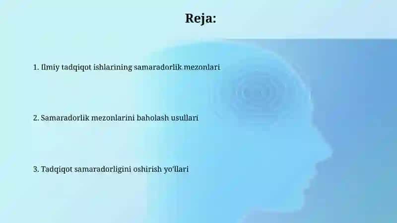 Ilmiy tadqiqot ishlarining samaradorlik mezonlari 2