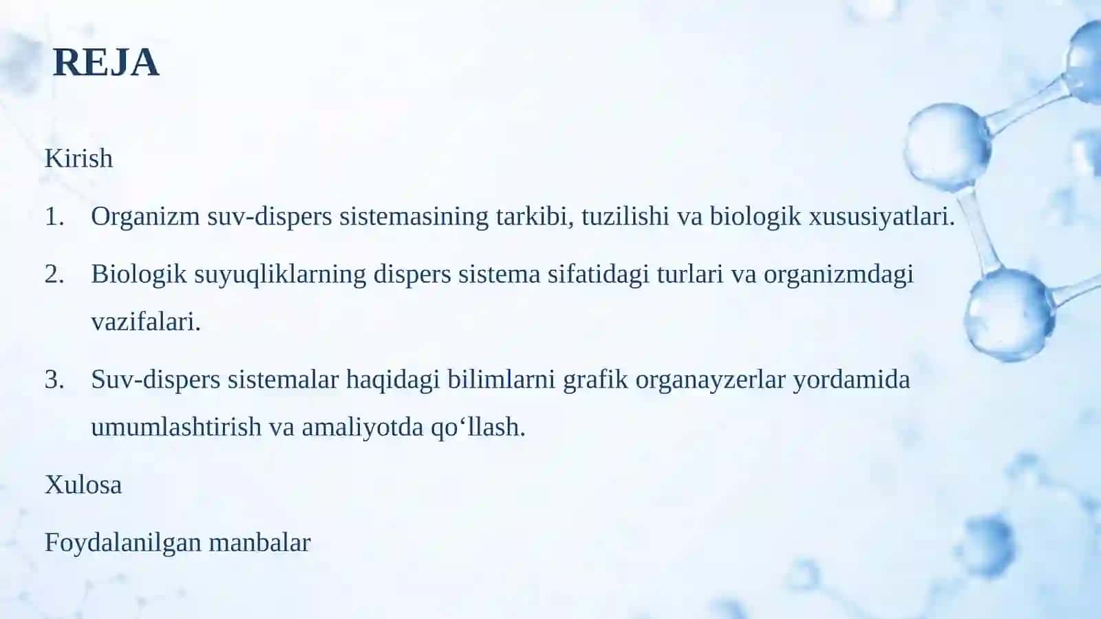 Organizmning suv-dispers sistemasi haqidagi bilimlarni tatbiq qilishda grafik organa 2