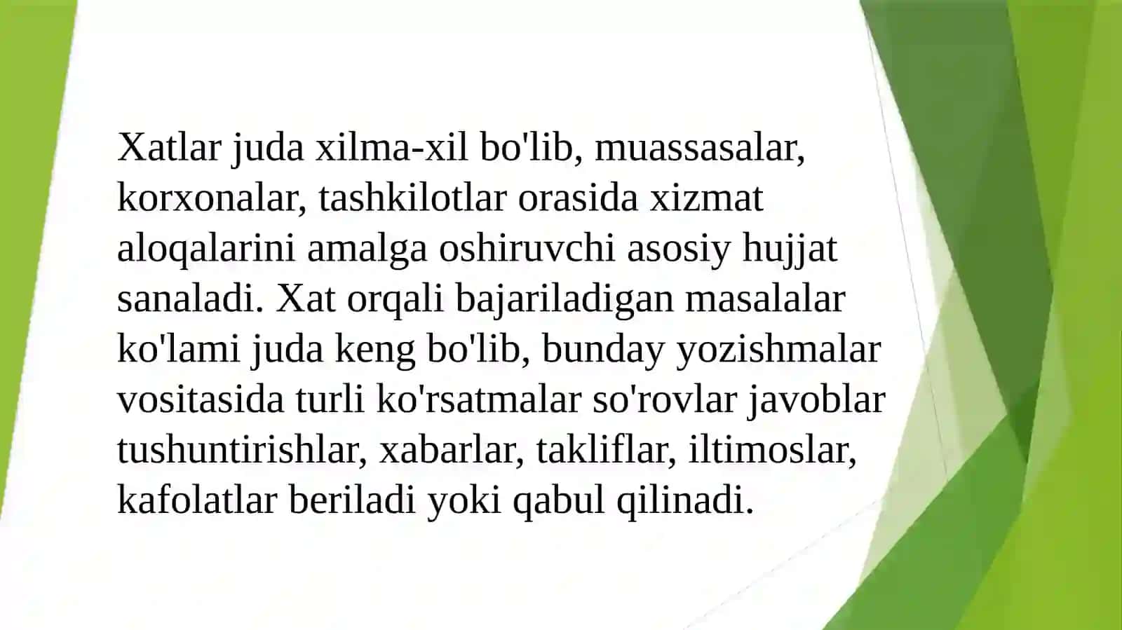 Xat turlari prezentatsiya 2