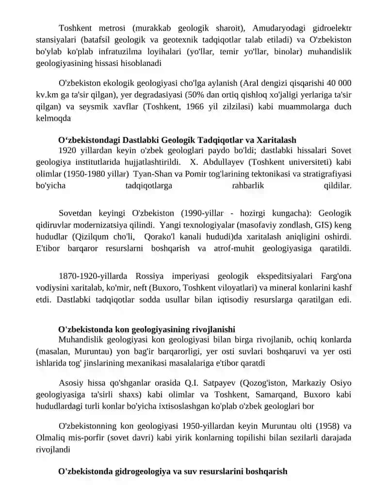Geologiya va Injenerlik Geologiyasi Fanlari 2