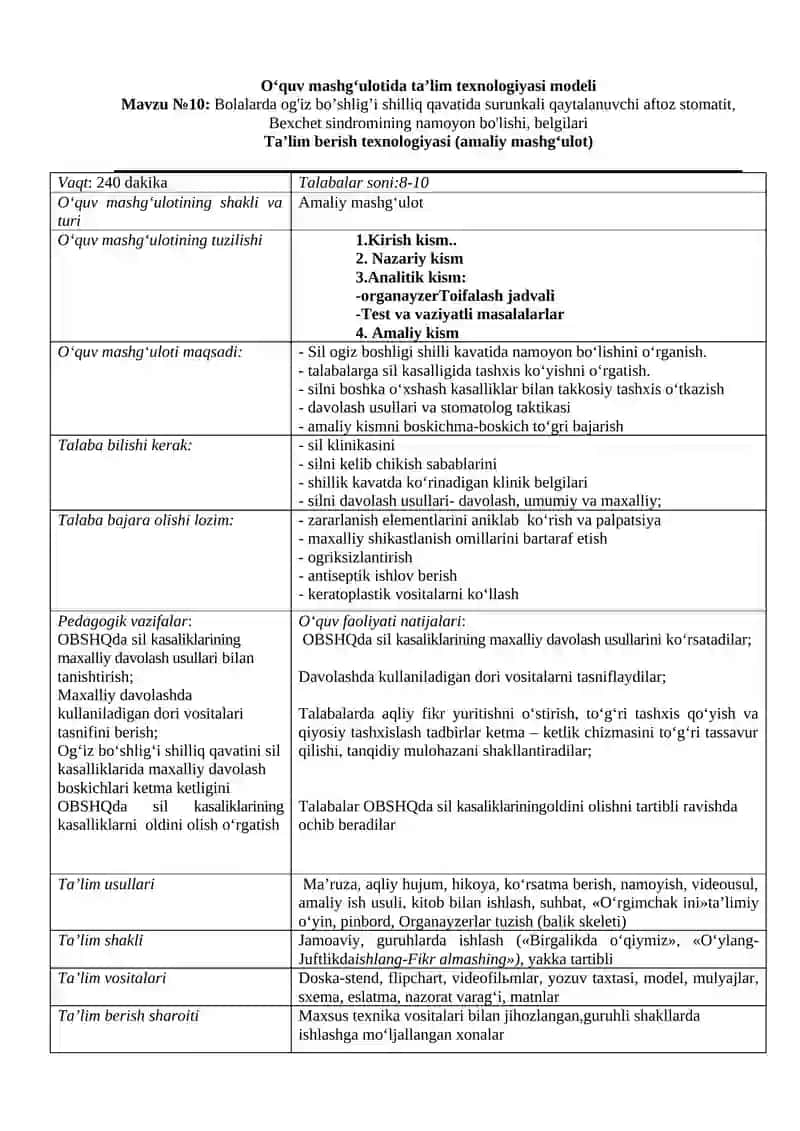 Bolalarda og'iz bo’shlig’i shilliq qavatida surunkali qaytalanuvchi aftoz stomatit, Bexchet sindromining namoyon bo'lishi, belgilari 2