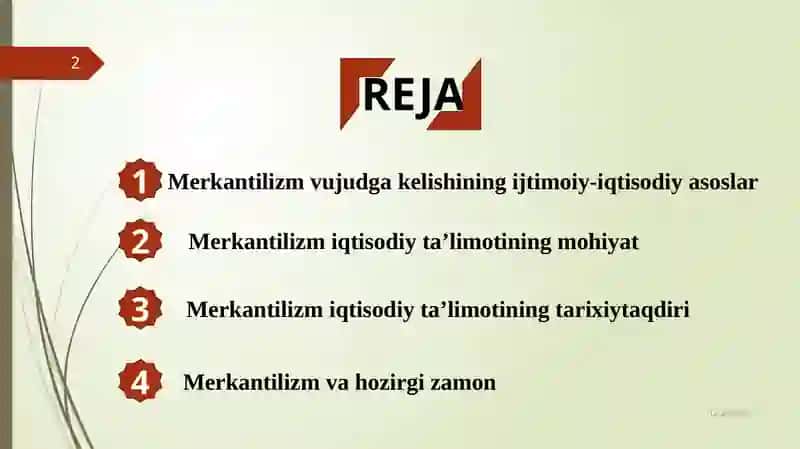 ILK MERKANTILIZM TALIMOTI VA UNING NAMOYONDALARI 2