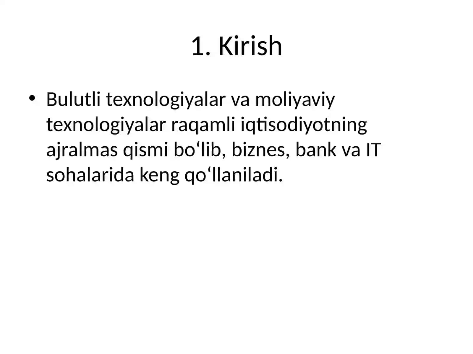 BULUTLI TEXNOLOGIYALAR VA MOLIYAVIY TEXNOLOGIYALAR 2