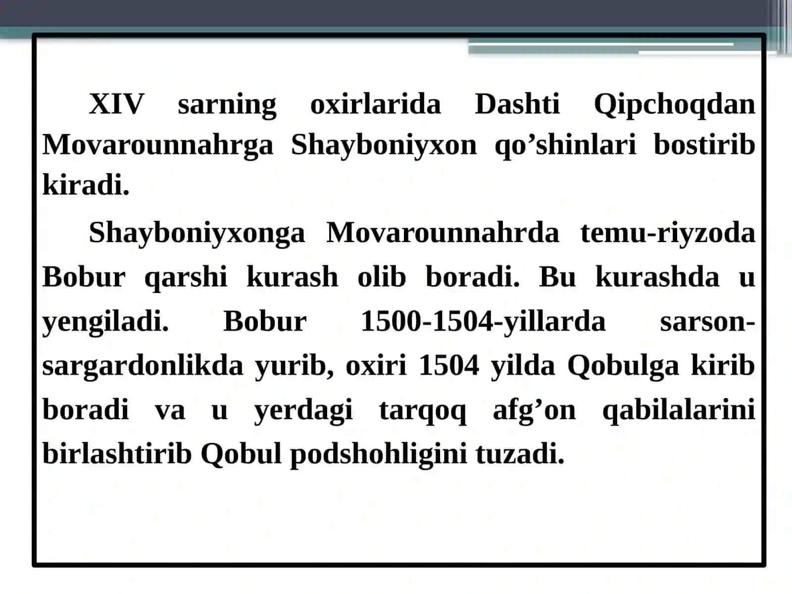 Turkistoning xonliklarga bo'linib ketishi, sabablari va oqibatlari 2