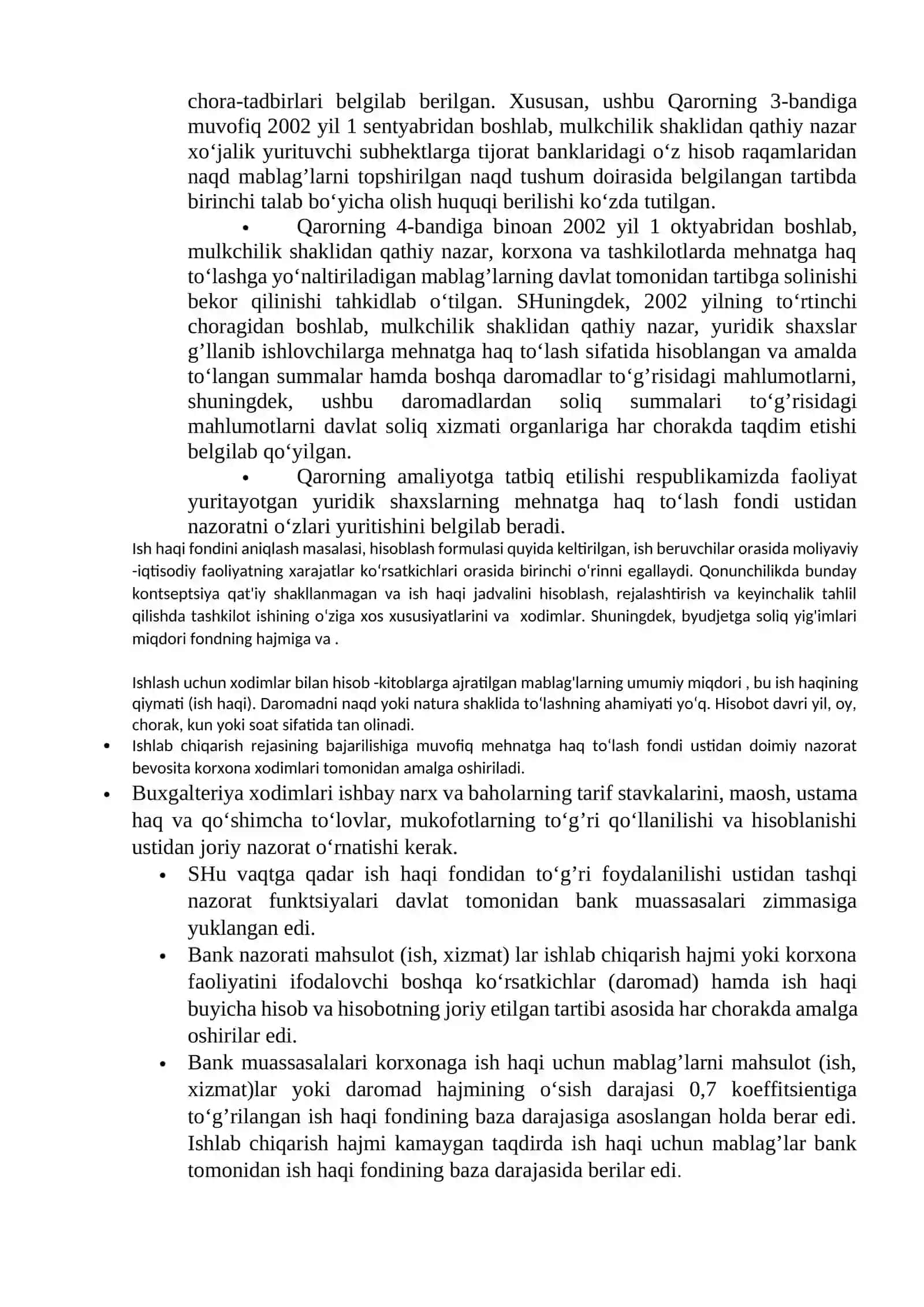 Korxonaning shaxsiy tarkibi, uning turkumlanishi Ish haqqi fondining ishlatilishi ustidan nazoratni tashkil etish 2