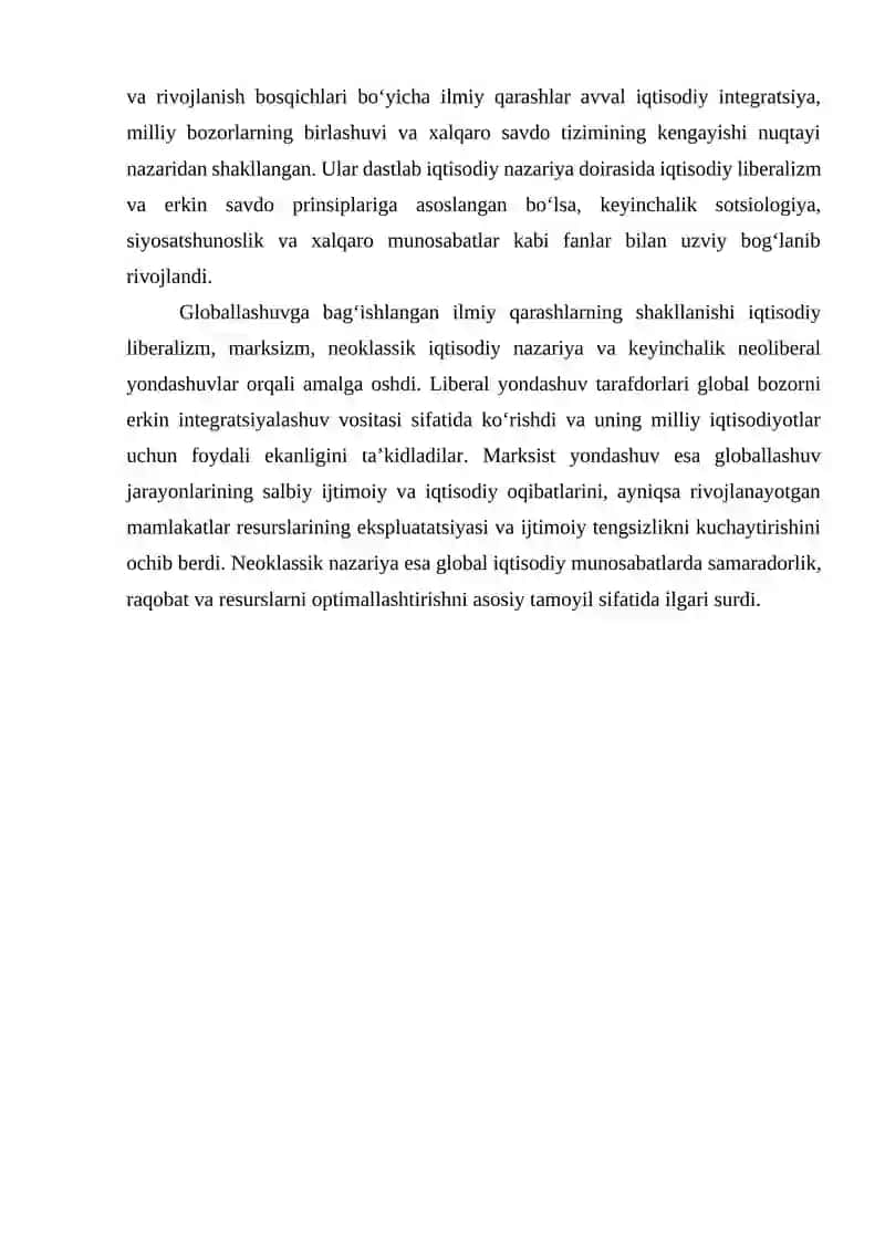 Jahon iqtisodiyoti globallashuvi konsepsiyalari 2