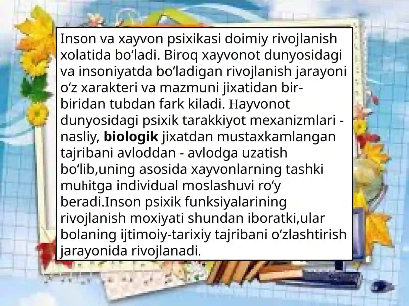 Ontogenizning ilk rivojlanish boqichlarida insonning psixik rivojlanishiga xos xususiyatlar va maktabgacha yosh davri psixologiyasi 2