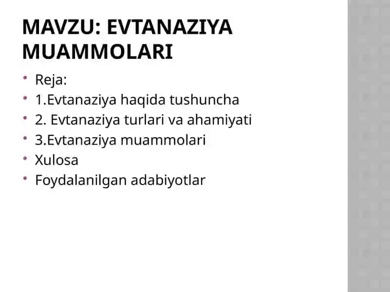 Evtanaziya muammolari 2