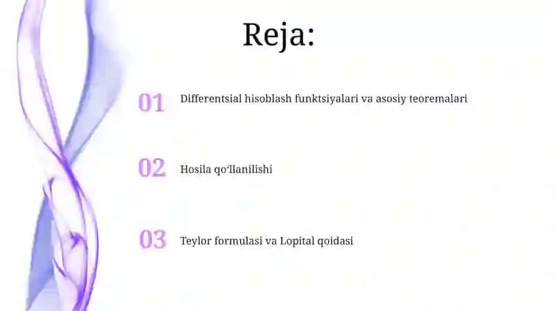 Differentsial hisoblash funktsiyalari va asosiy teoremalari 2