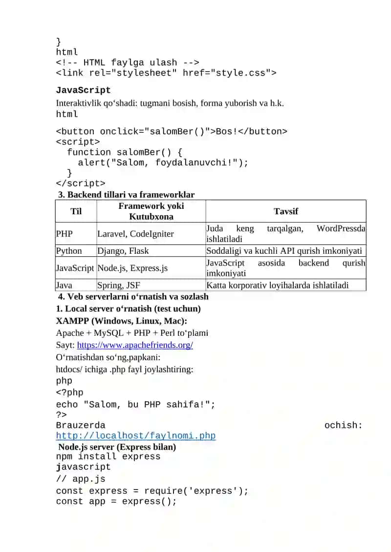 Vebga asoslangan dasturlar ishlab chiqish 2