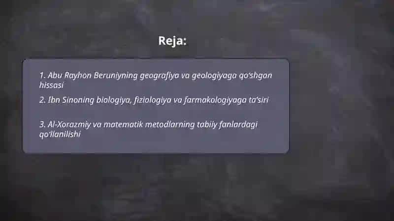 O'rta osiyo allomalarining tabiiy fanlar rivojlanishi va shakllantirishga qo'shgan hissasilari 2