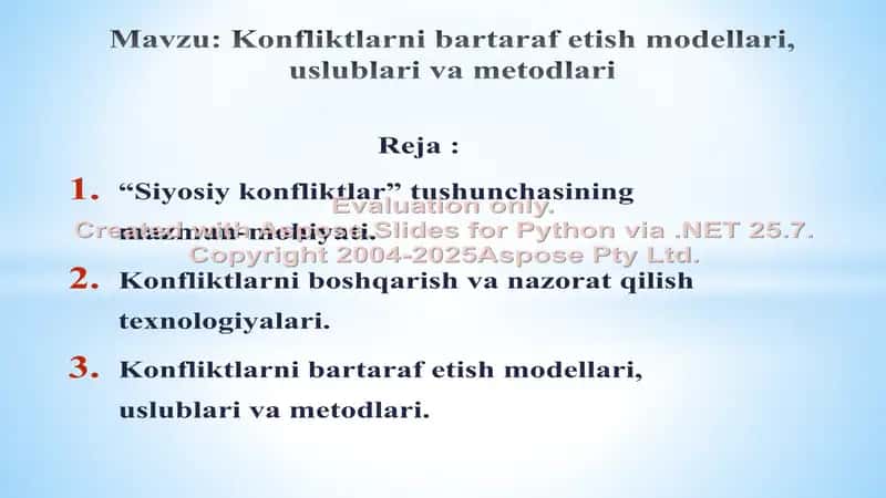 Konfliktlarni bartaraf etish: modellari, uslublari va metodlari 2