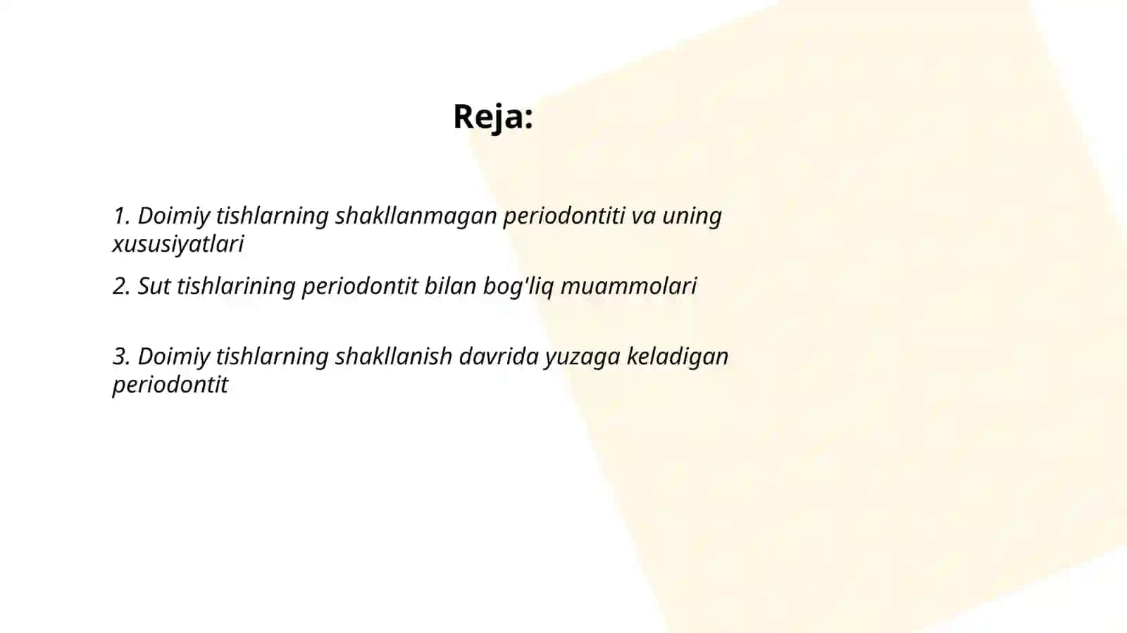 Sut va shakllanmagan doimiy tishlarning periodontitlarning o'ziga xosligi 2