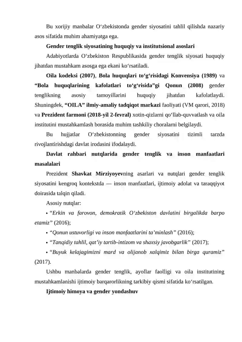 Gender tenglik siyosati adabiyotlar tahlili 2