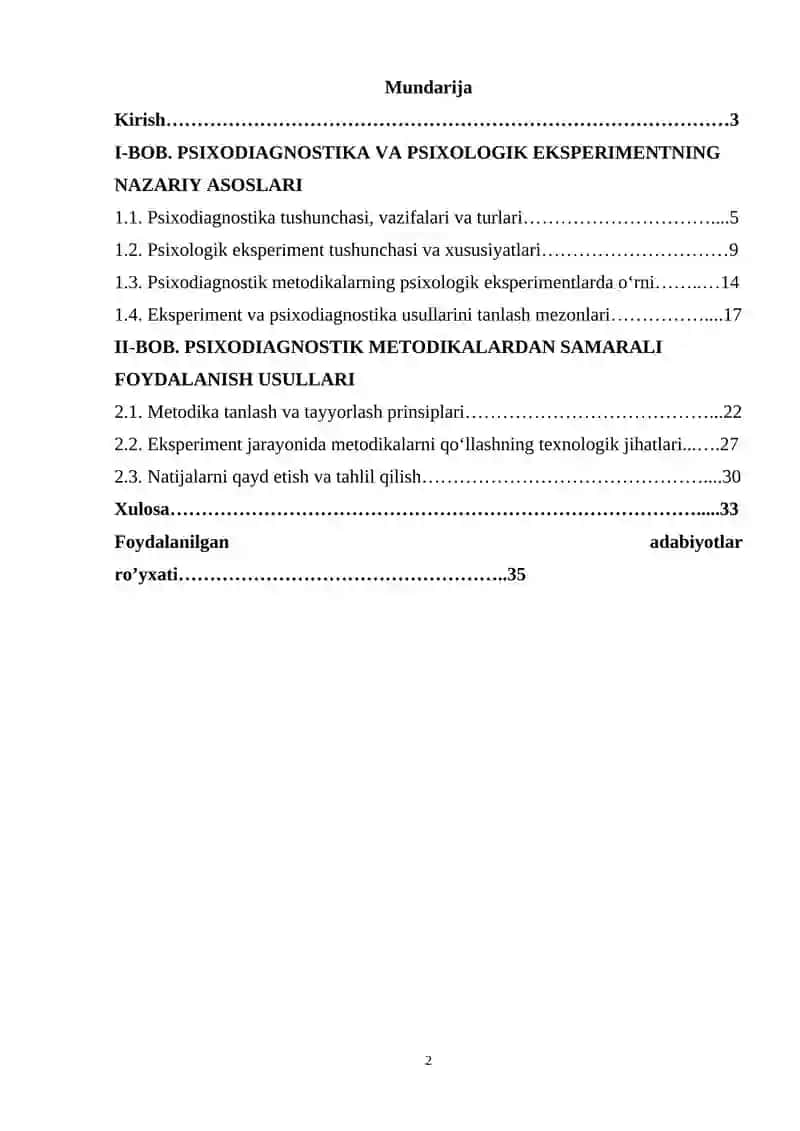 Psixologik eksprementlarda psixodiagnostik metodikalardan samarali foydalanish. 2