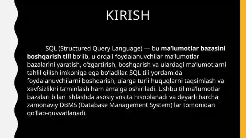 SQLda foydalanuvchilarni boshqarish va huquqlarni taqsimlash 2