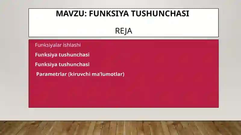 Dasturlashda Funksiya tushunchasi 2