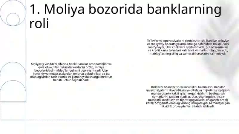 Moliya Bozorlaridagi Faoliyati 2